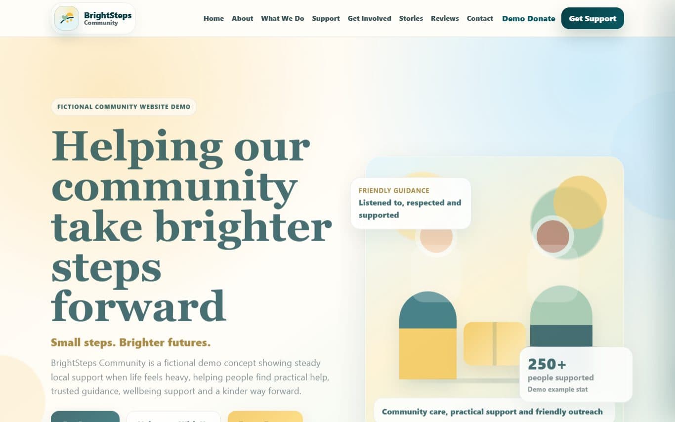 BrightSteps Community homepage preview